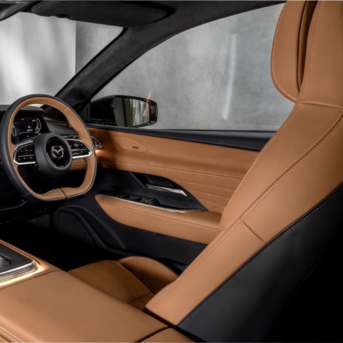Mazda6e interior and steering wheel