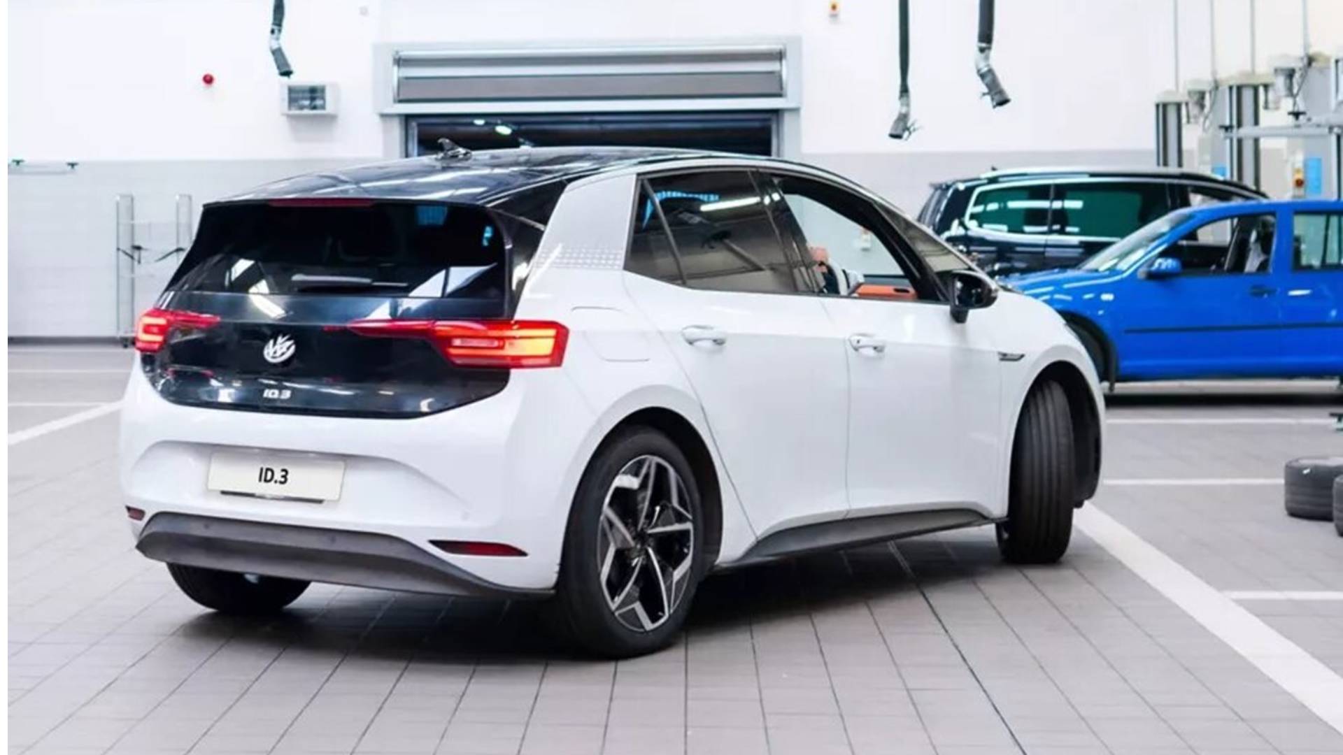 White Volkswagen ID.3 Rear Side View