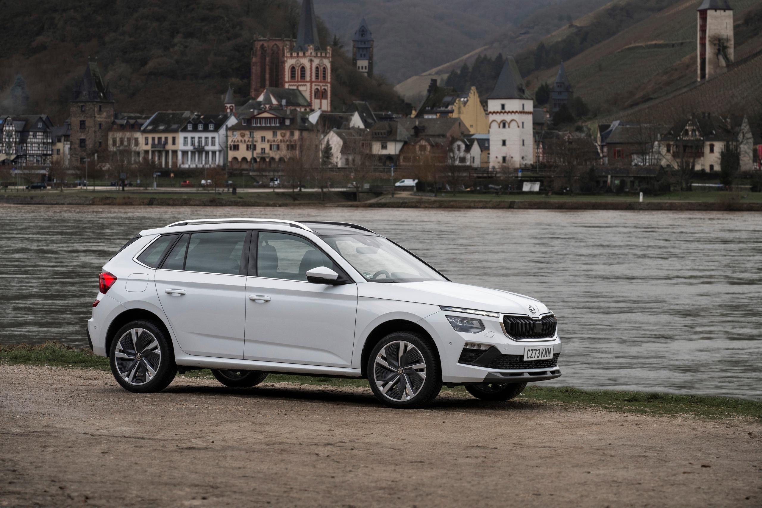 White SKODA Kamiq Side View