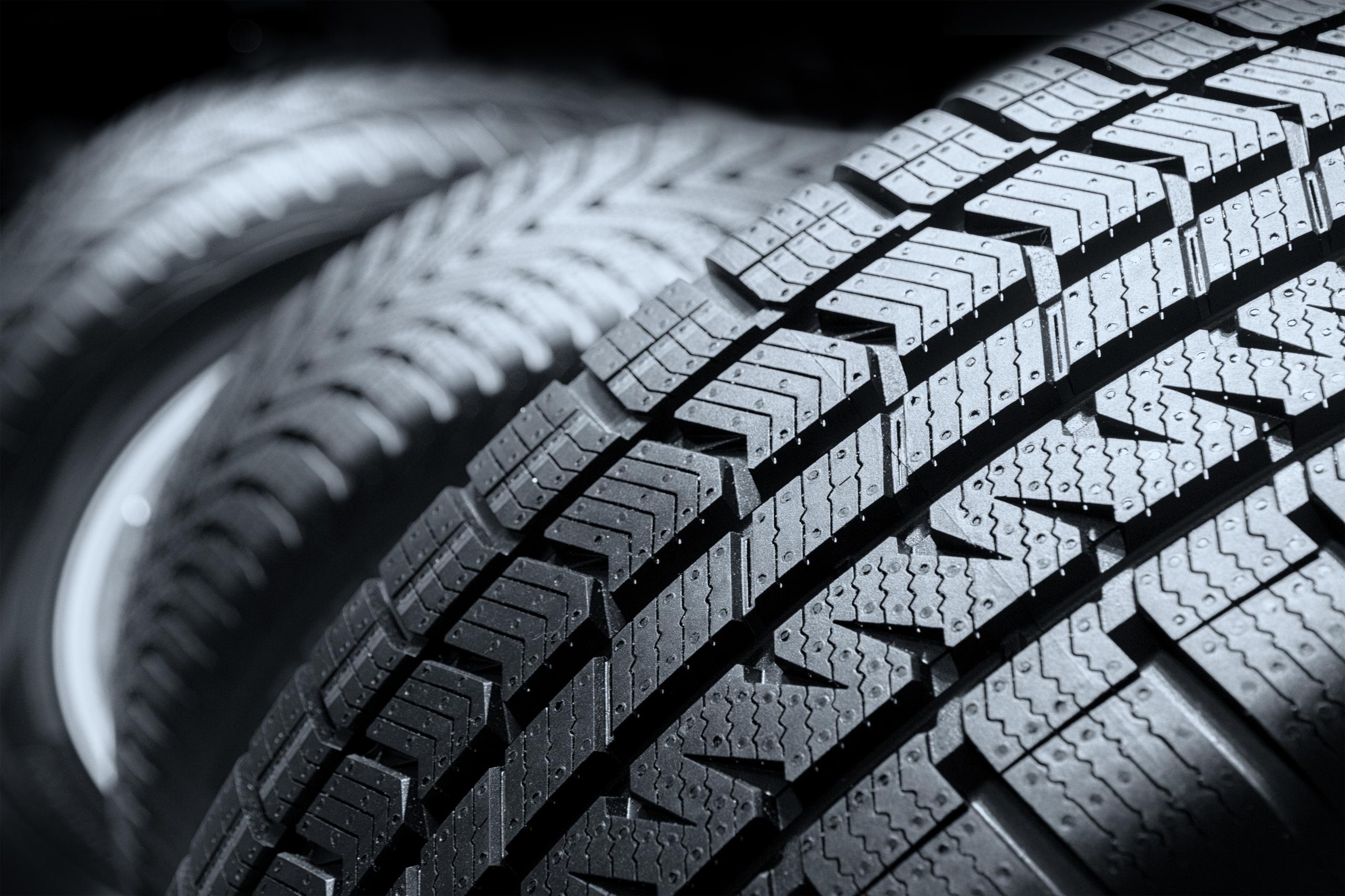 Stock photo of car tyres.
