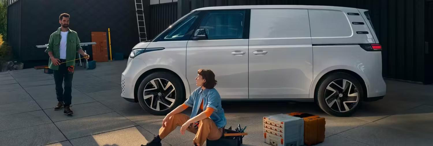 Person Sat in front of Volkswagen Van