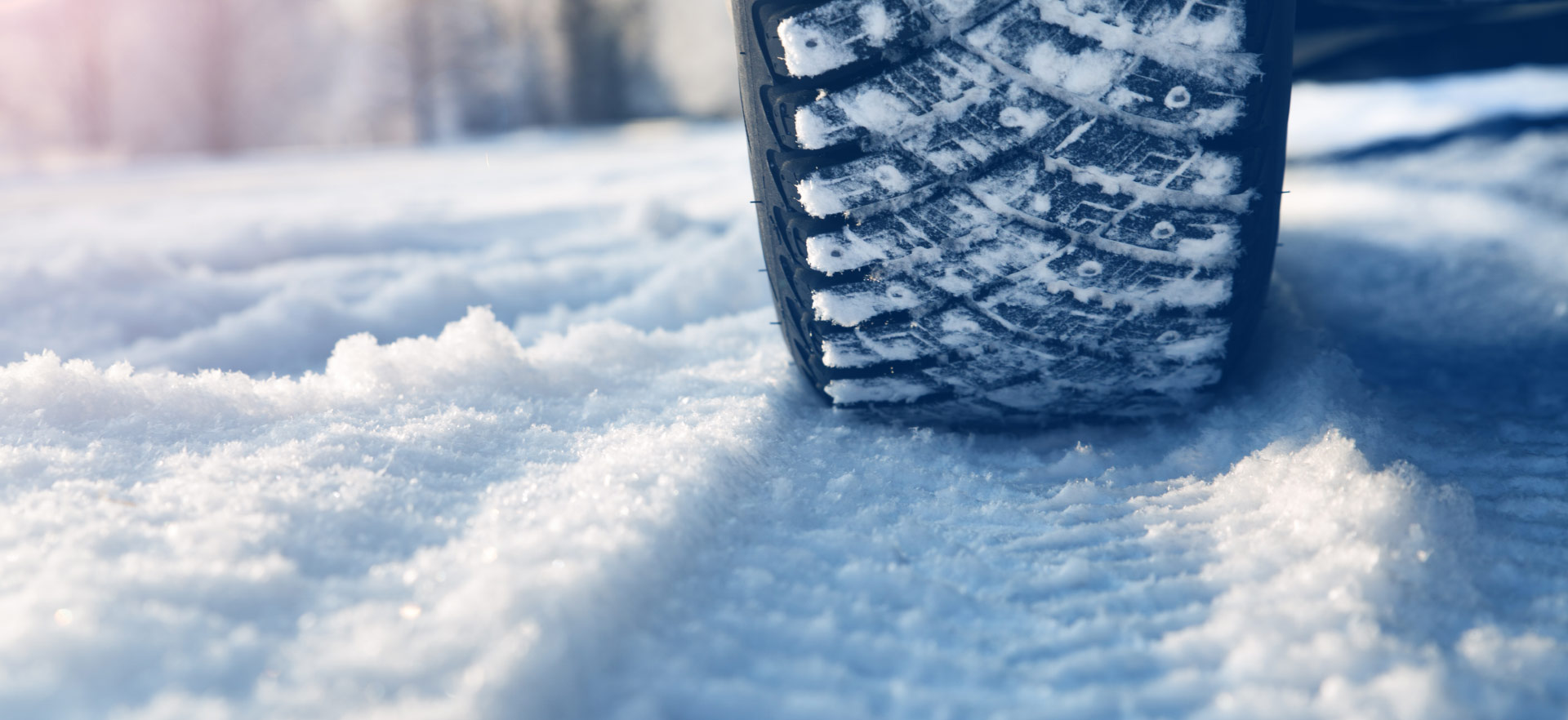 Tyre rolling in the snow