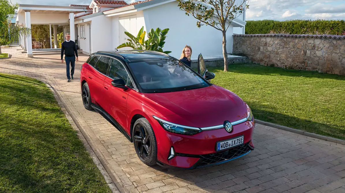 Red Volkswagen ID.7 Tourer Parked