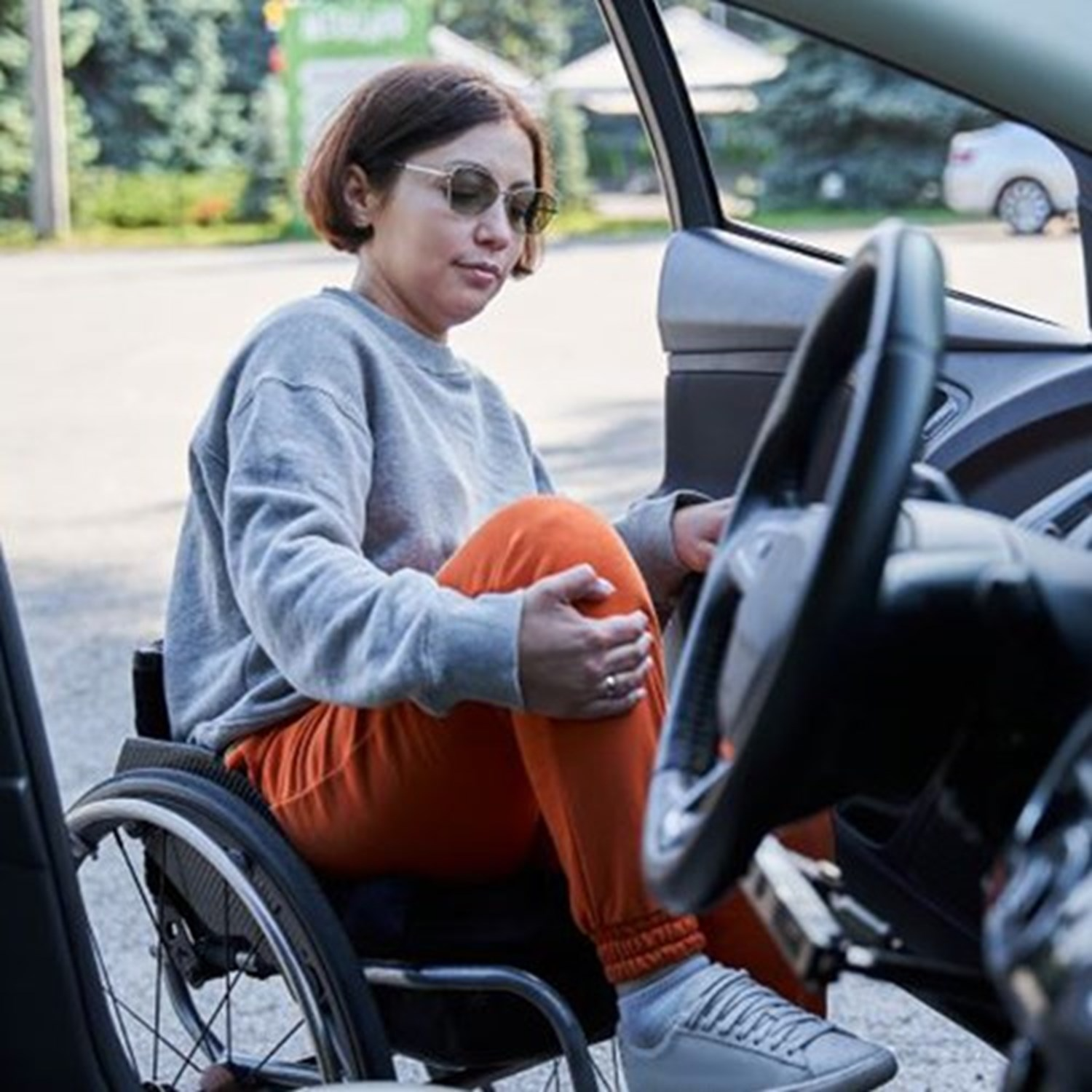 Woman getting her Motability car