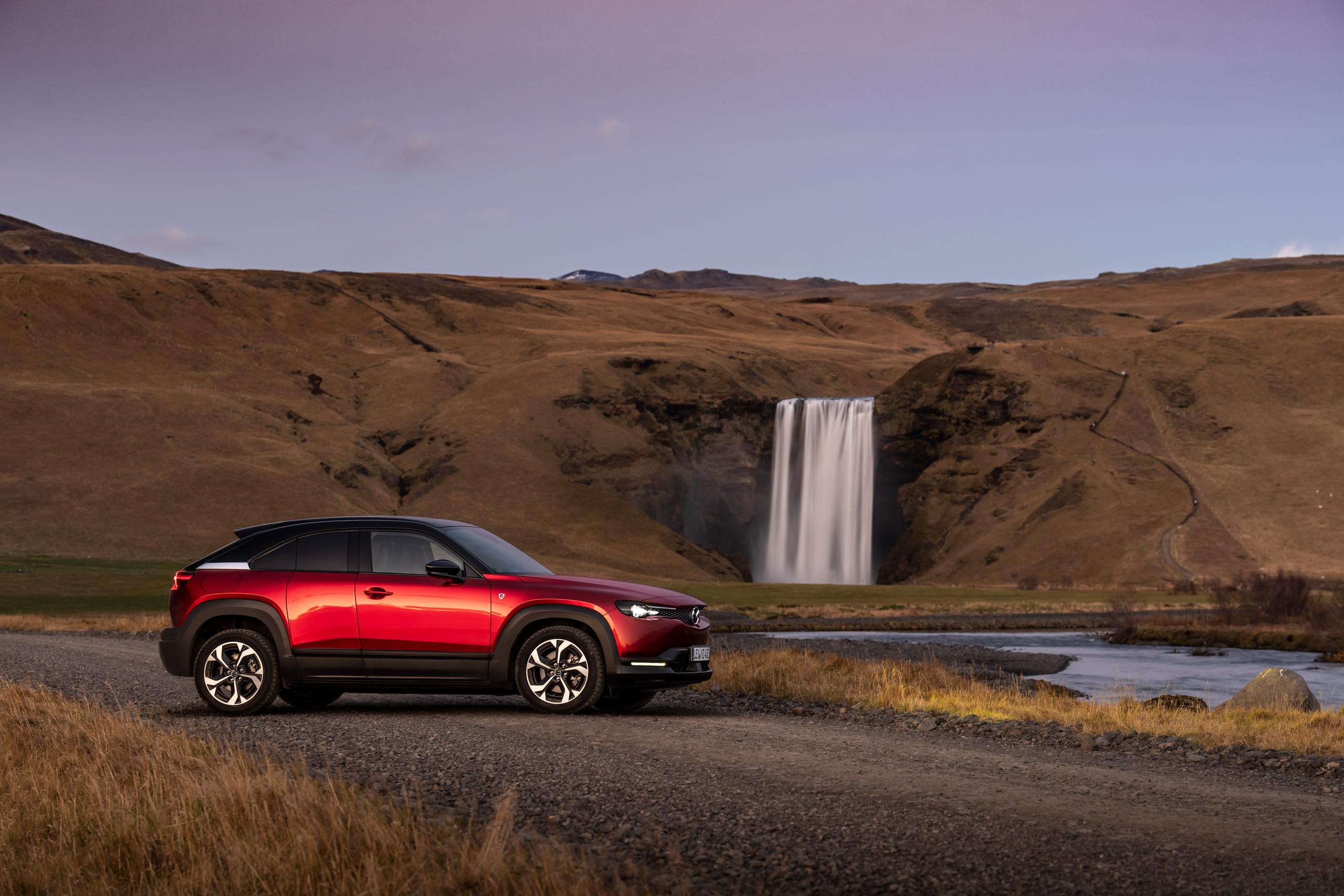 Red Mazda MX-30 parked