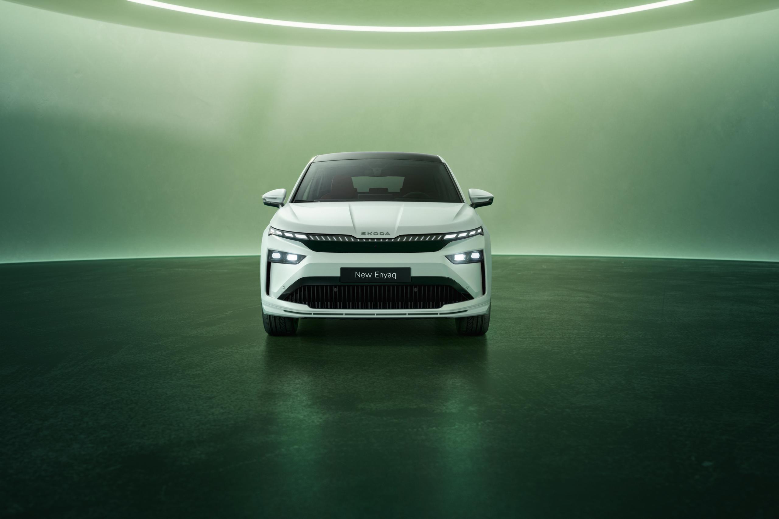 White SKODA Enyaq Coupe Front View
