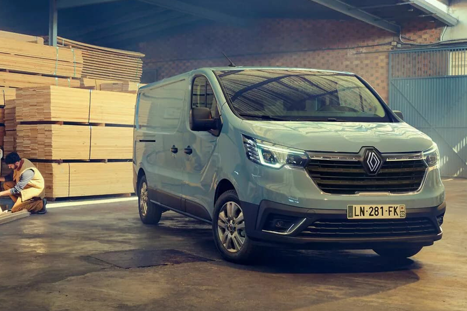 van parked in workshop