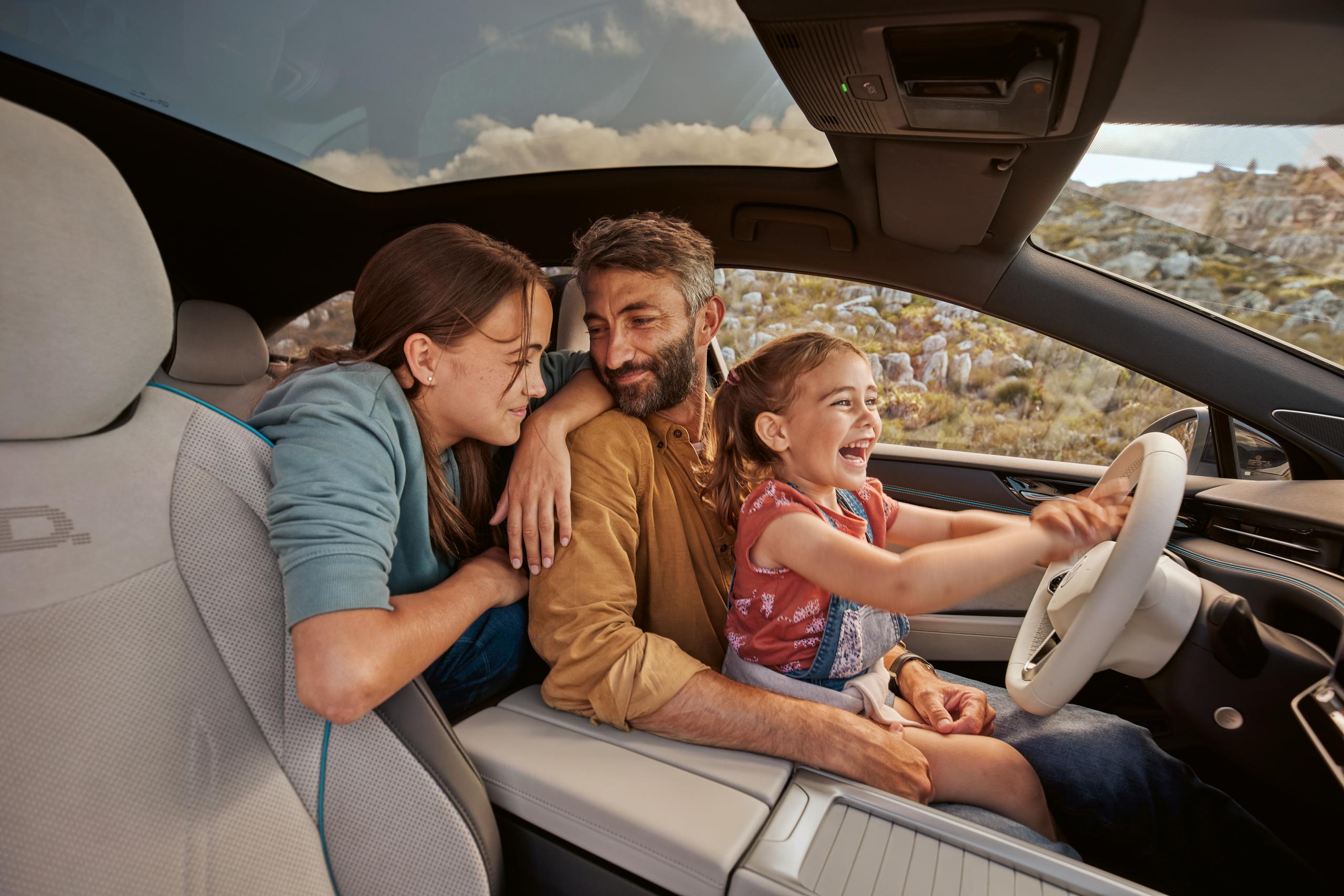 Family sat inside VW ID.7