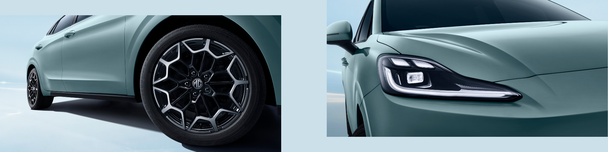 headlight and tyre of MG4 EV Urban