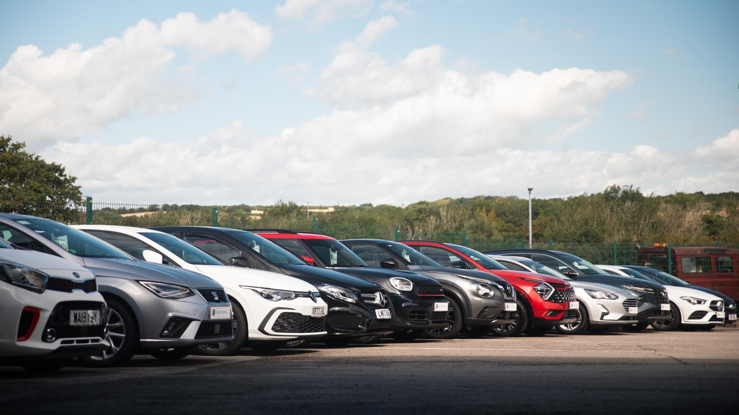 field with lots of cars
