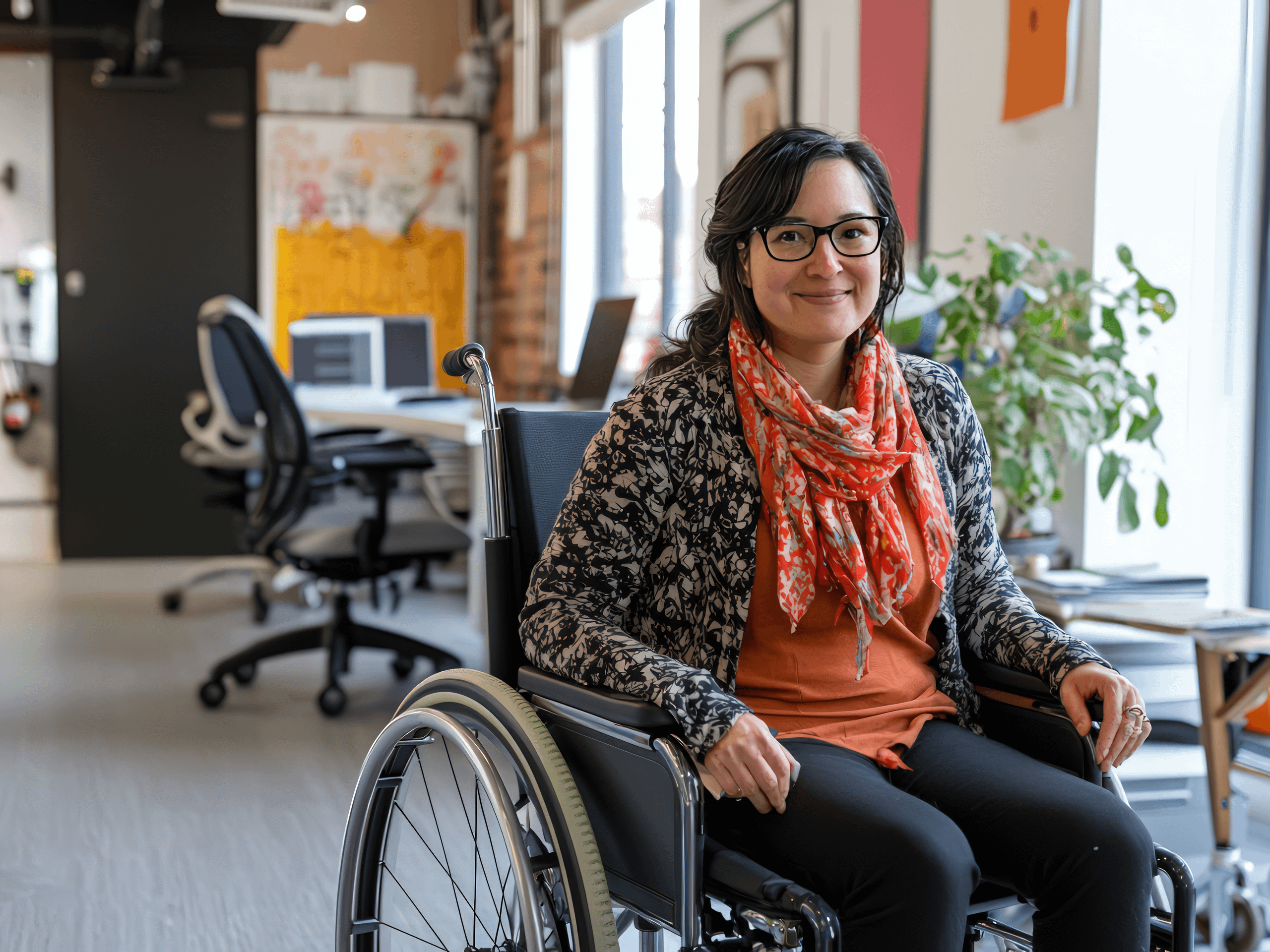 lady in wheelchair smiling
