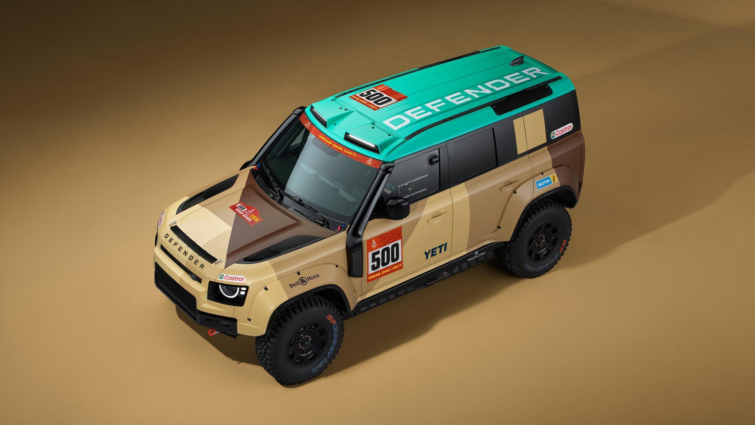 Top and side view of Land Rover Defender