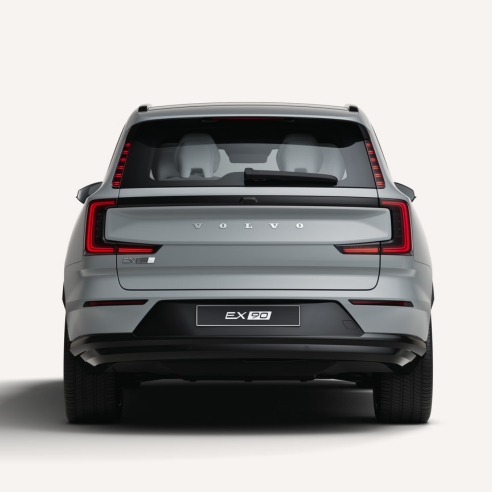 Rear View Of The Volvo EX90 In A White Studio Environment