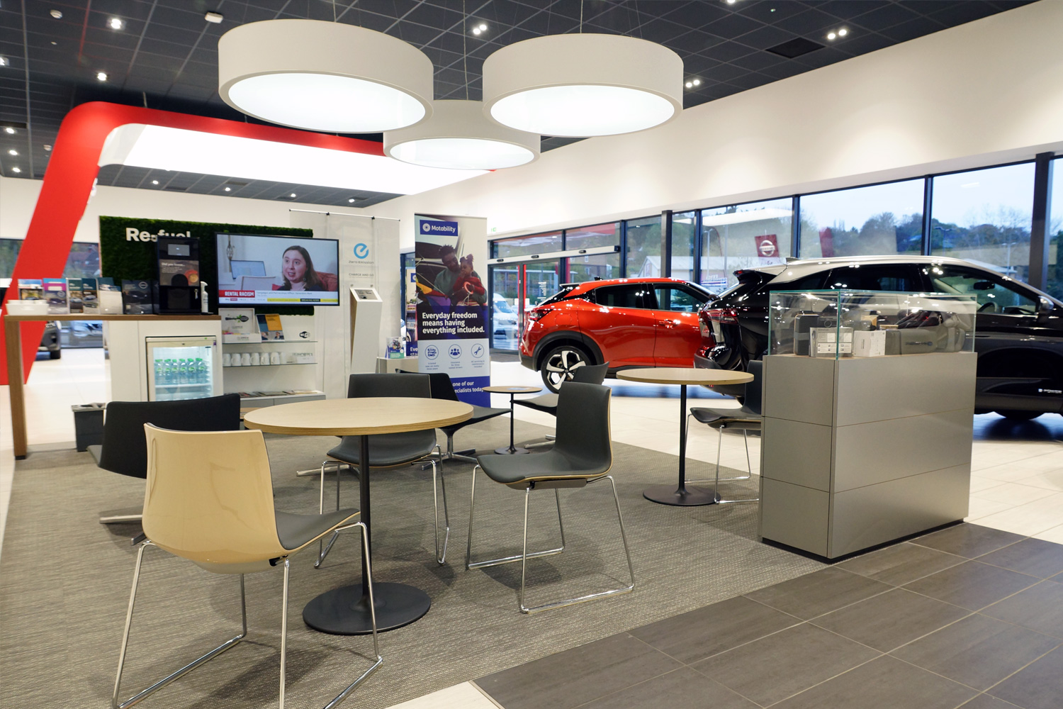 Inside of car dealership 