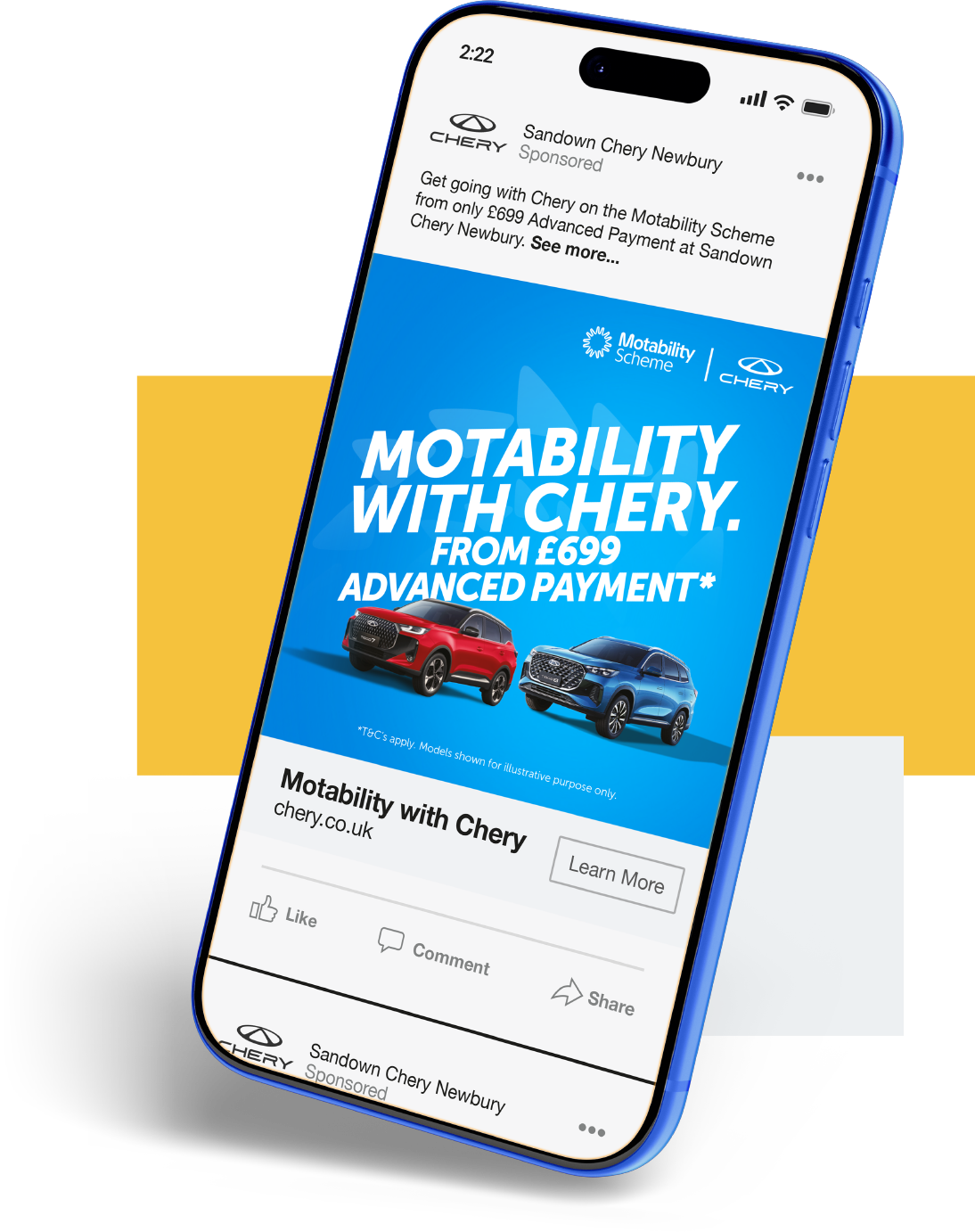mobile showing website example