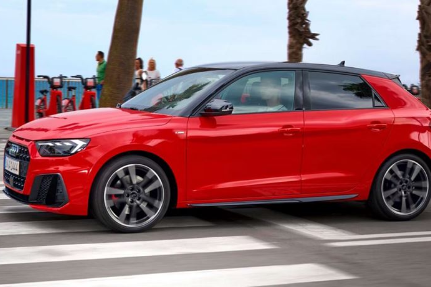 Red Audi A1 Side View