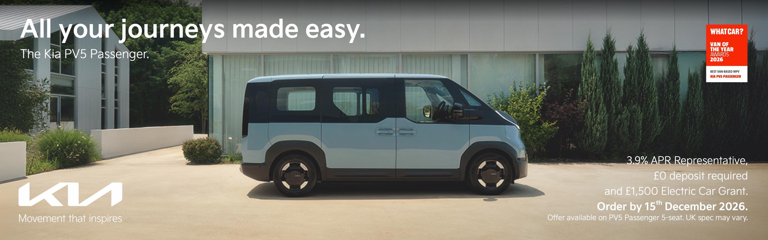 Kia PV5 Passenger Finance | Gravells Kia Electric Passenger Van