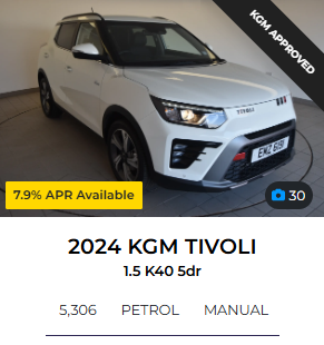 2024 white kgm tivoli suv k40 manual petrol