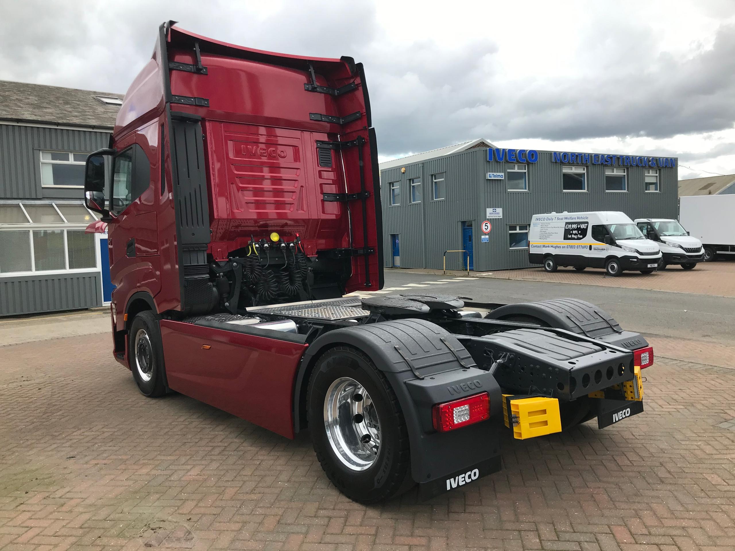 Red IVECO S-Way Rear Side View