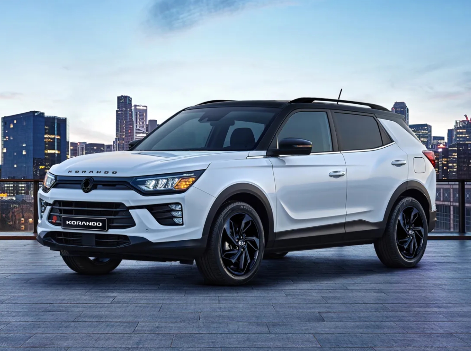 KGM Korando In White Exterior Front View