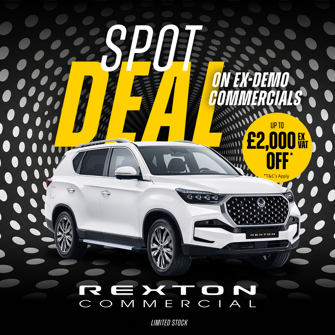 KGM Rexton Commercial Spot Deal: save up to £2,000 excluding VAT on ex-demonstrators. Limited stock; terms apply.