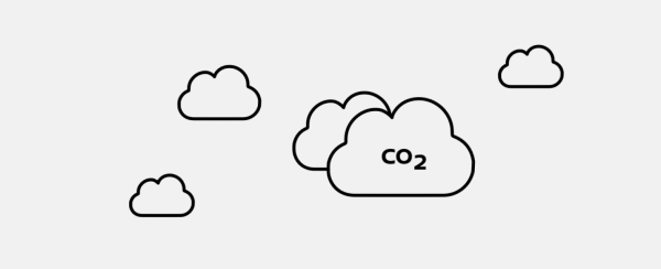 Icons of clouds, one of them reading CO2