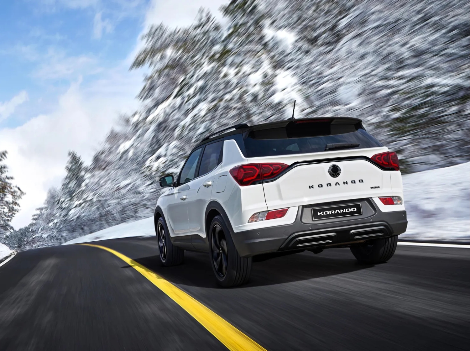 KGM Korando Driving In A Snowy Road
