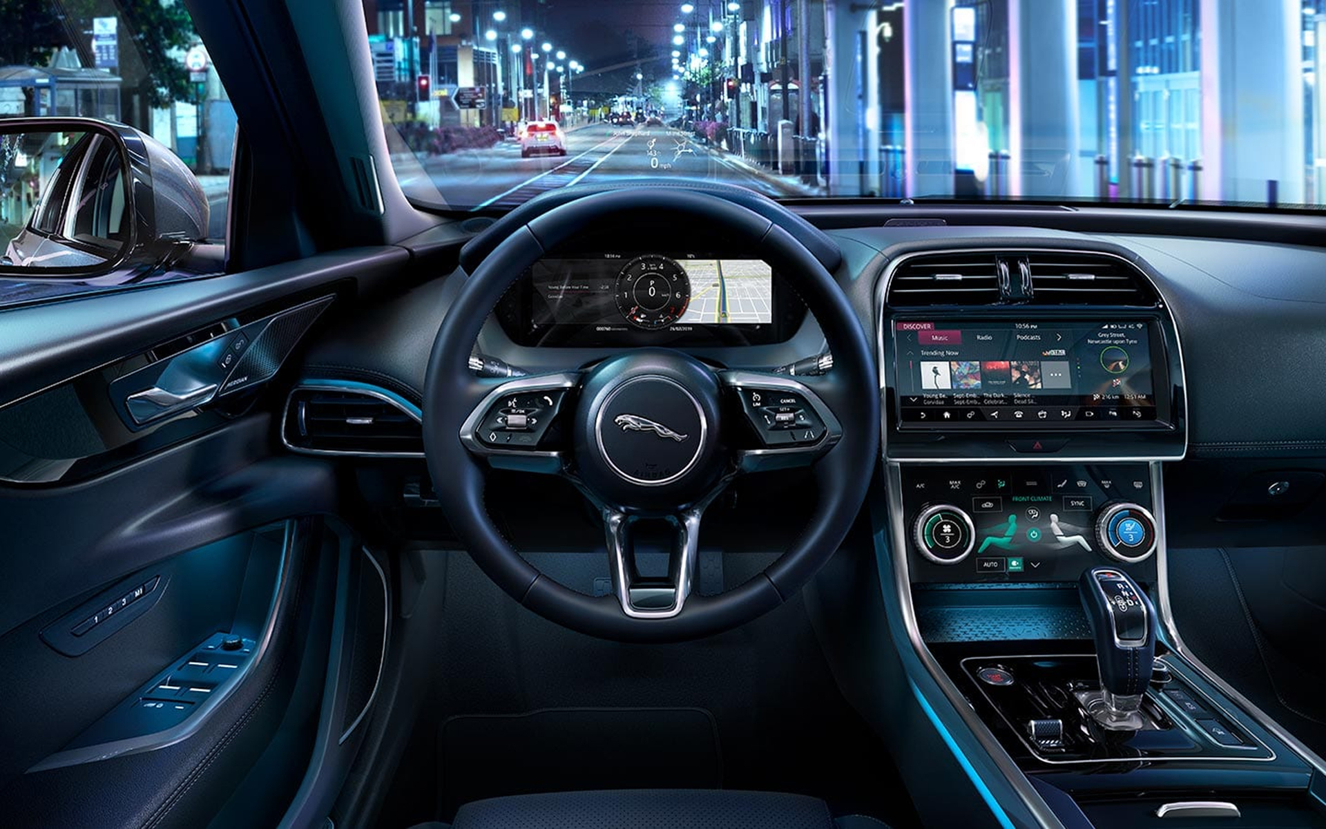 Inside one of Jaguar's small cars, the XE