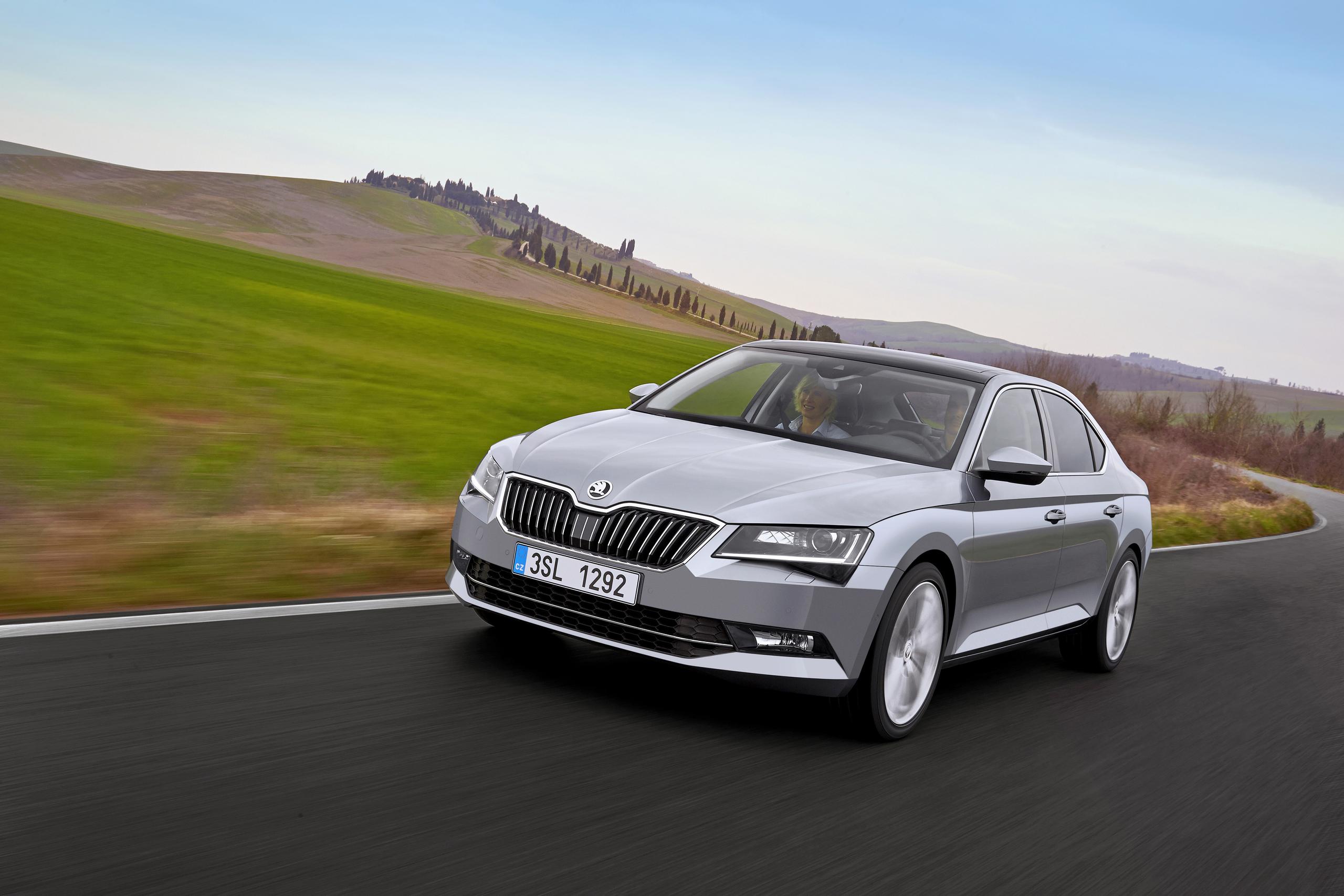 Grey SKODA Superb Front Side View