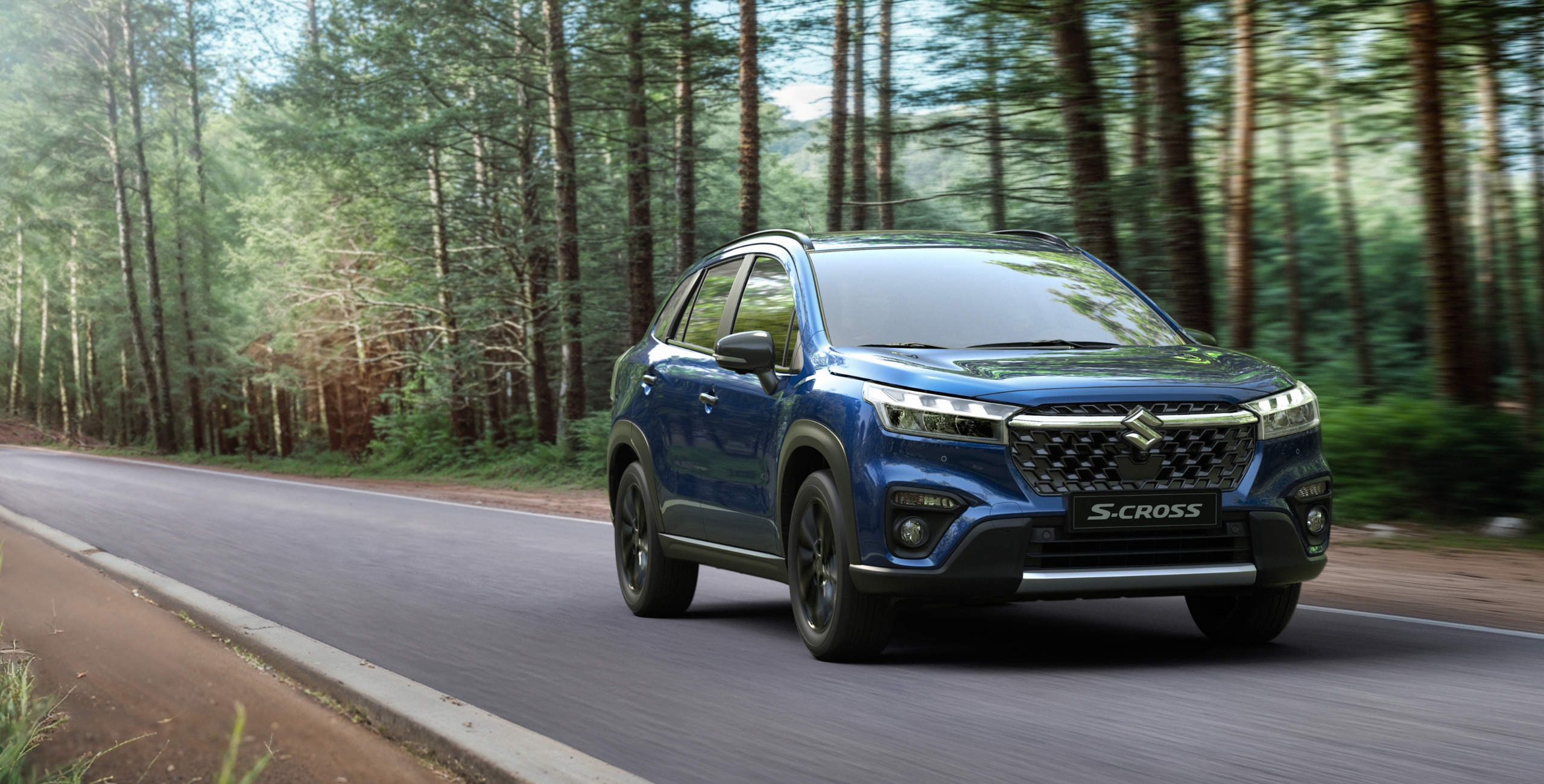Grey Suzuki S-Cross driving along road