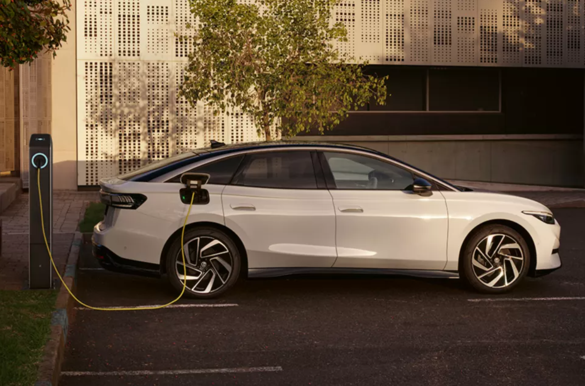 White Volkswagen ID.7 On Charge