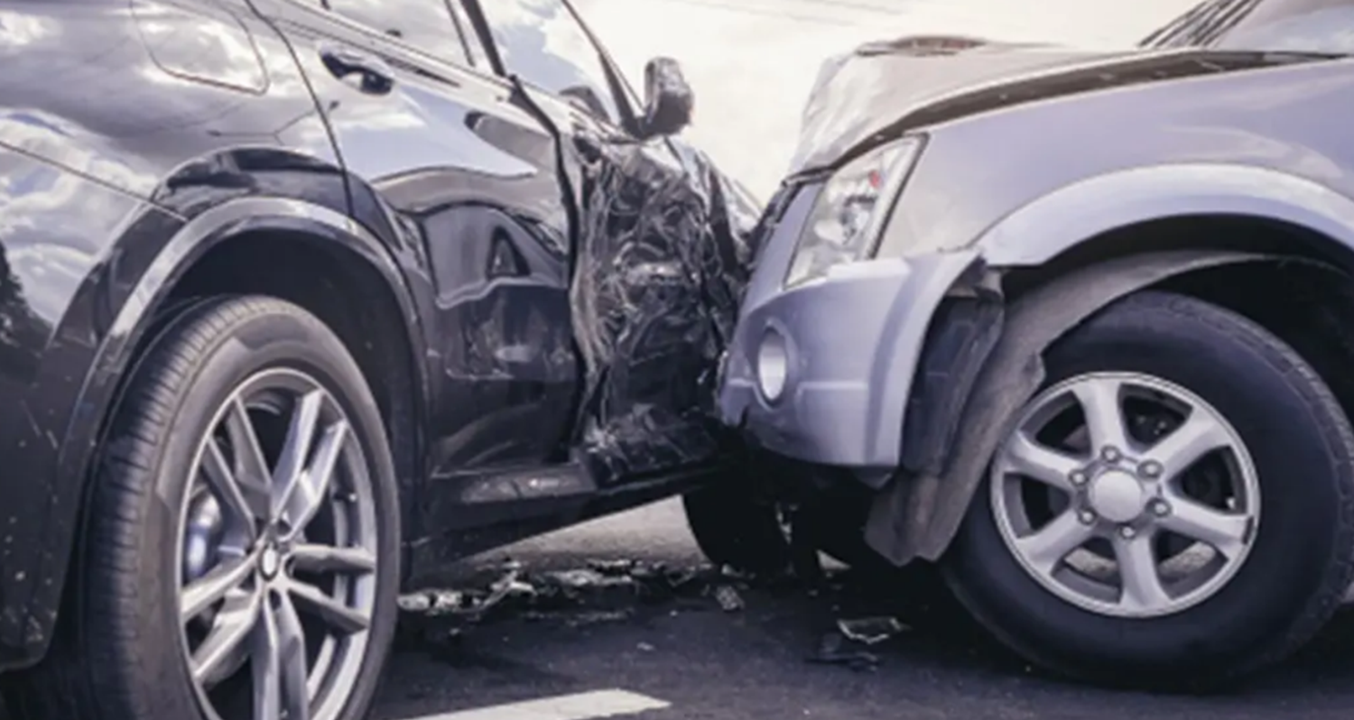 Car Crashed Into Side Of Another Vehicle