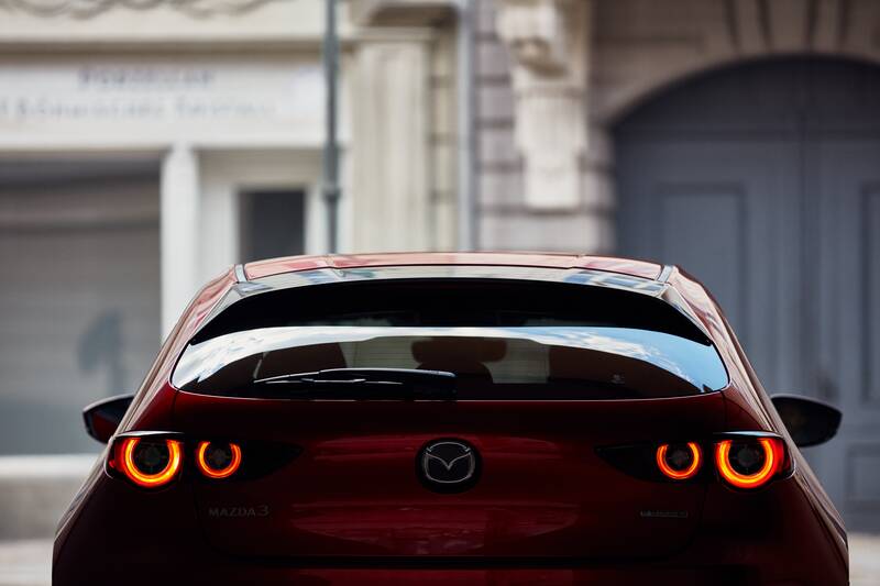 The rear of a Mazda3 car