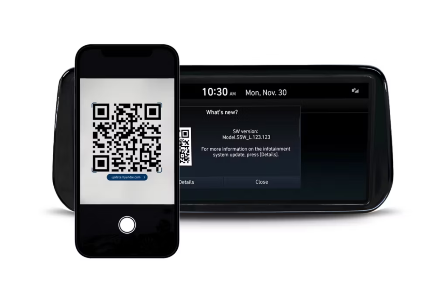 showing barcode on bluelink app for software updates