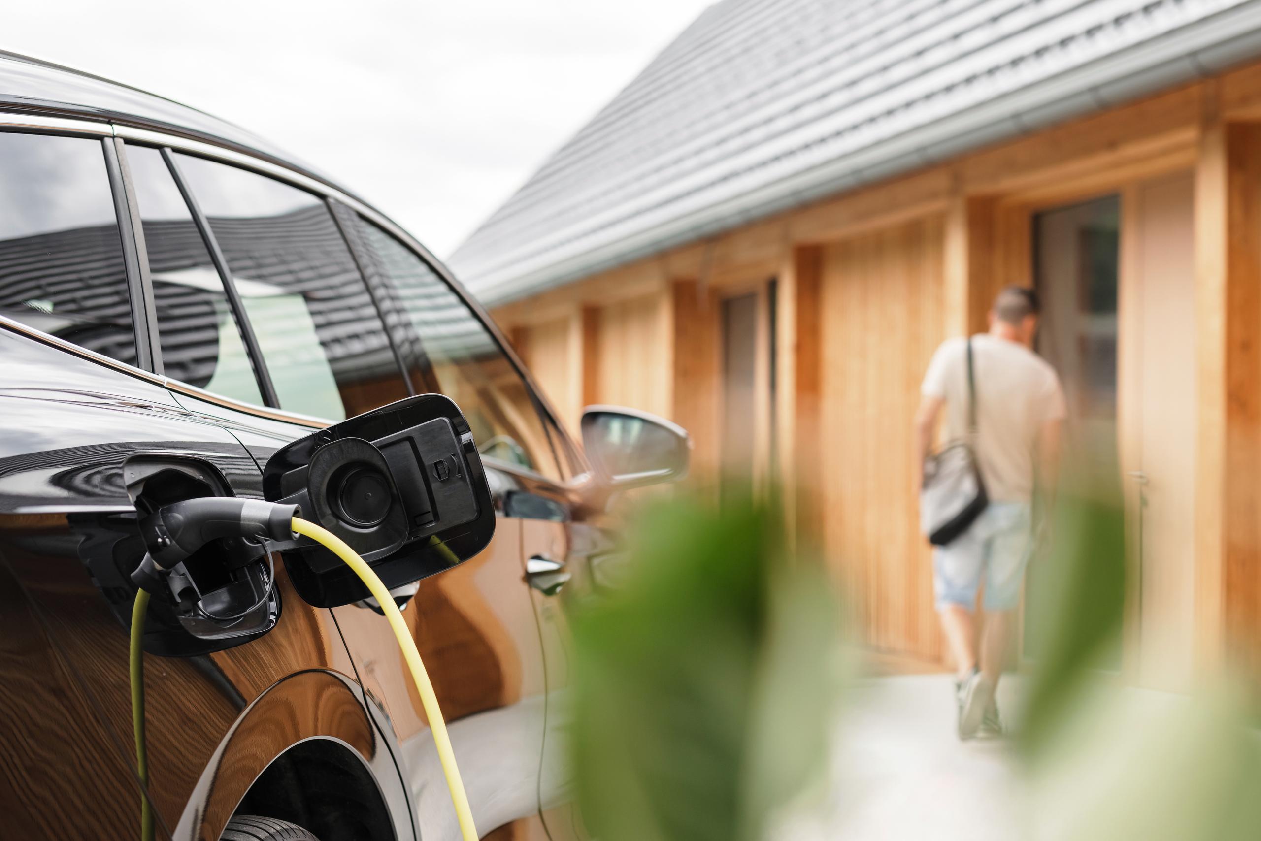 Car with charging cable plugged in