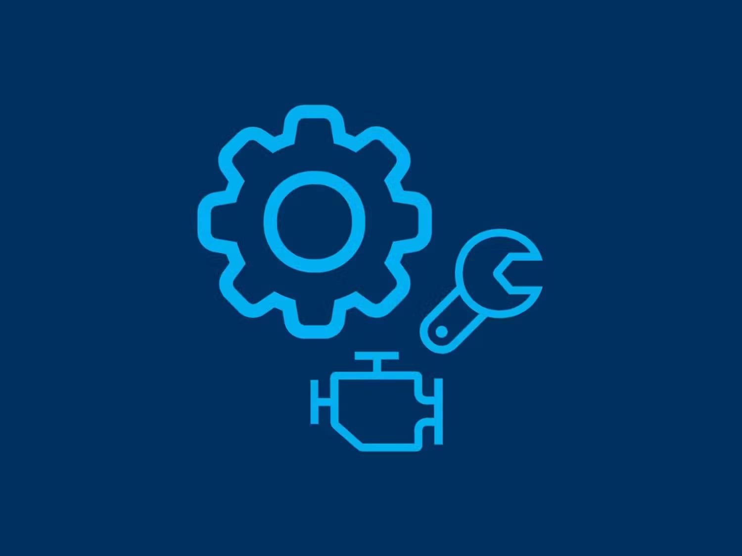 Cog, Spanner and Engine Management Light icons