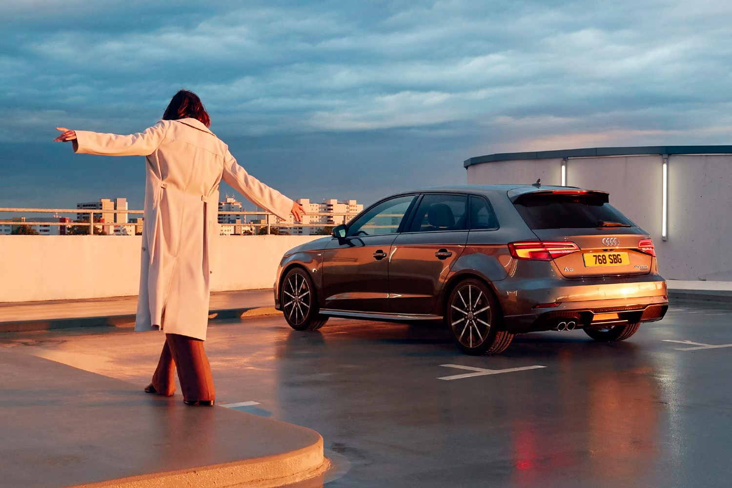 Rear Side view of Grey Audi