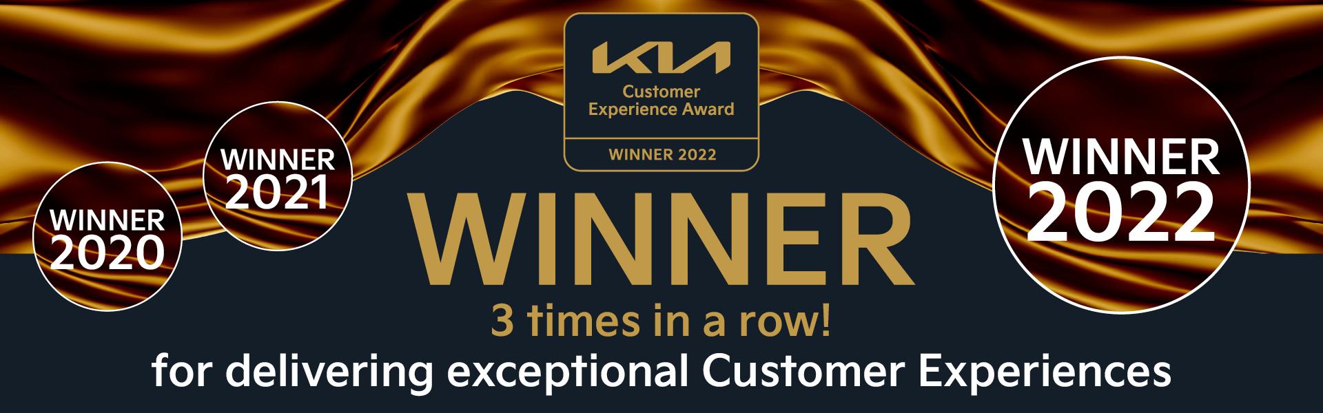 3 times in a row winner of Kia Customer Experience Award for delivering exceptional Customer Experience