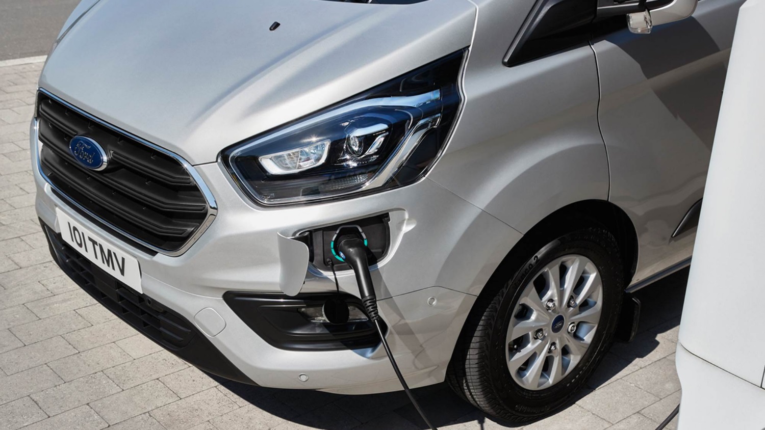 Ford Tourneo Custom PHEV with charger plugged in