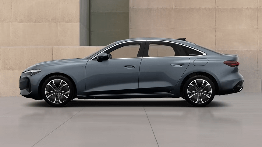 Grey Audi A5 Saloon E-Hybrid Side View