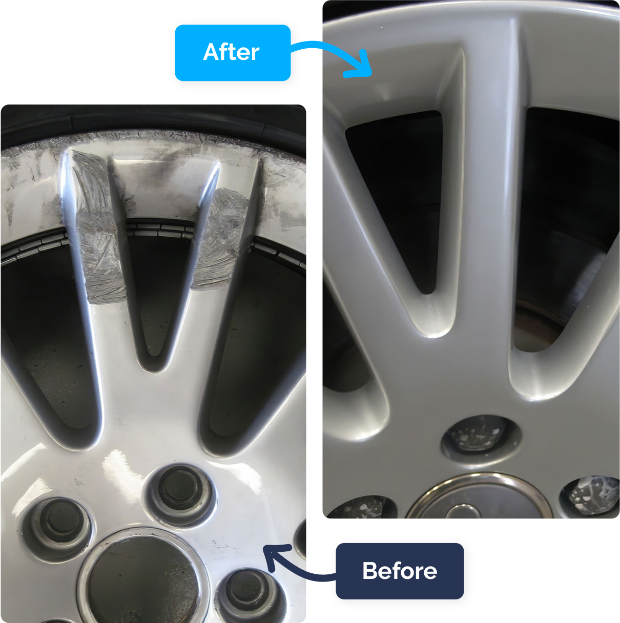 Wheel repair before and after comparison