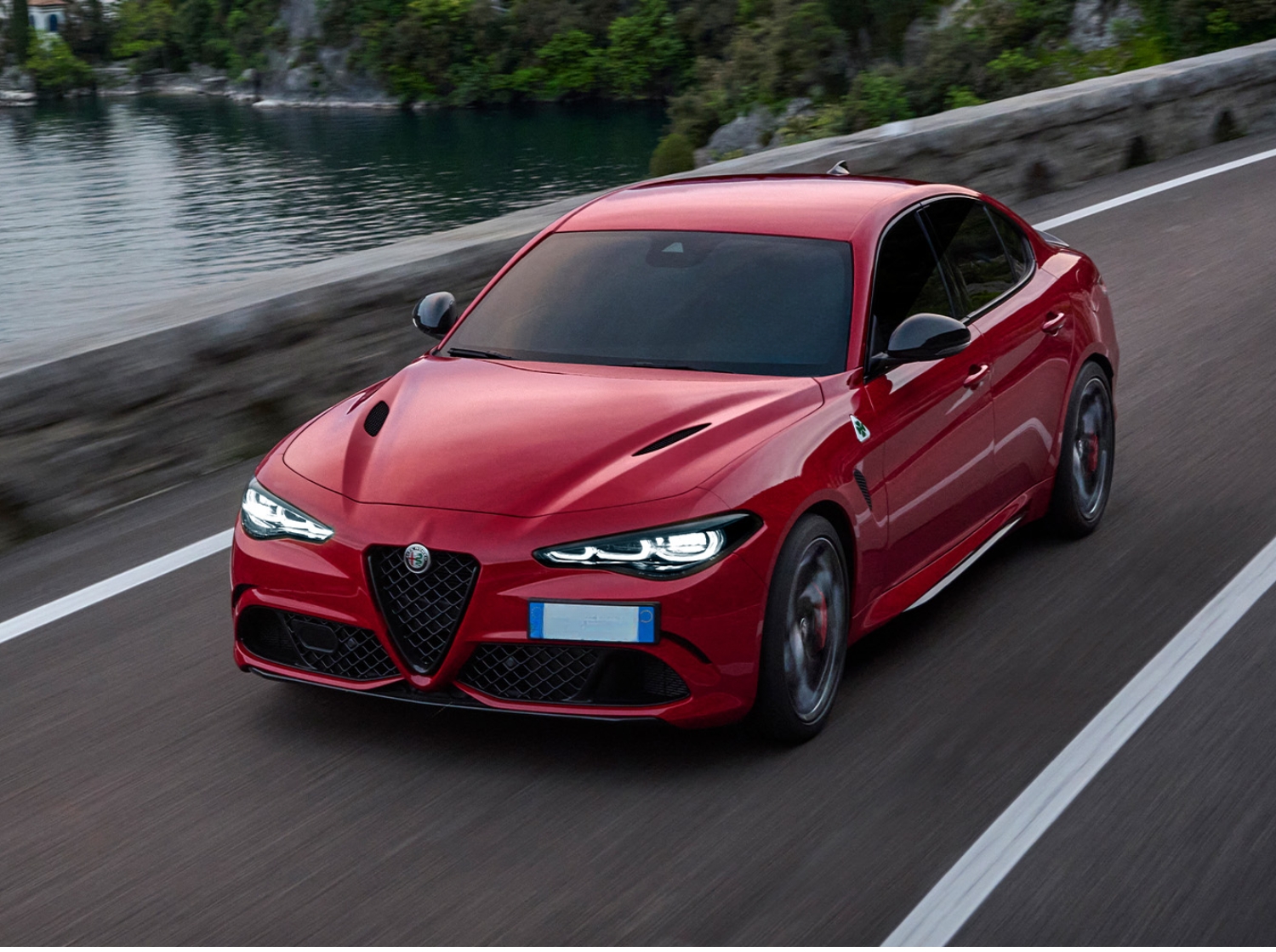 Giulia Quadrifoglio driving shot front view