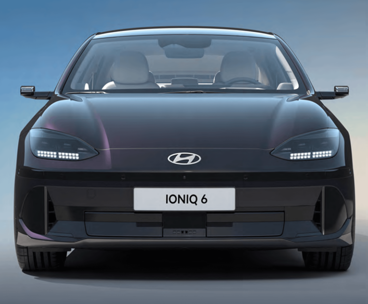 Black Hyundai Ioniq 6 front on
