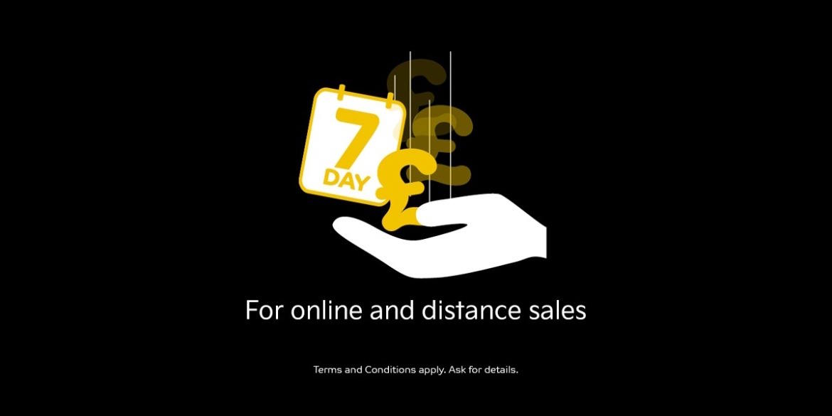 Seven-day money-back guarantee available on online and distance vehicle sales.