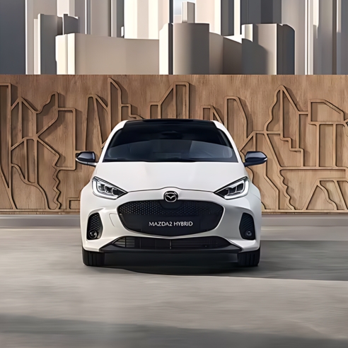 Mazda2 Hybrid in white exterior front view