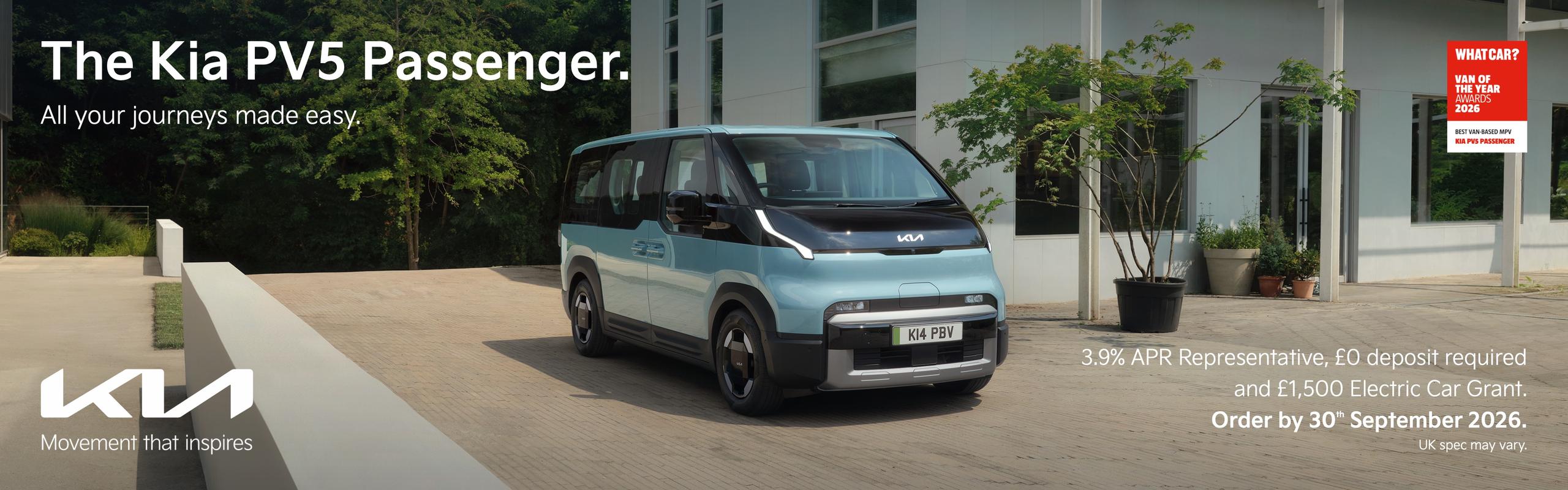 Kia PV5 Passenger Finance | Gravells Kia Electric Passenger Van