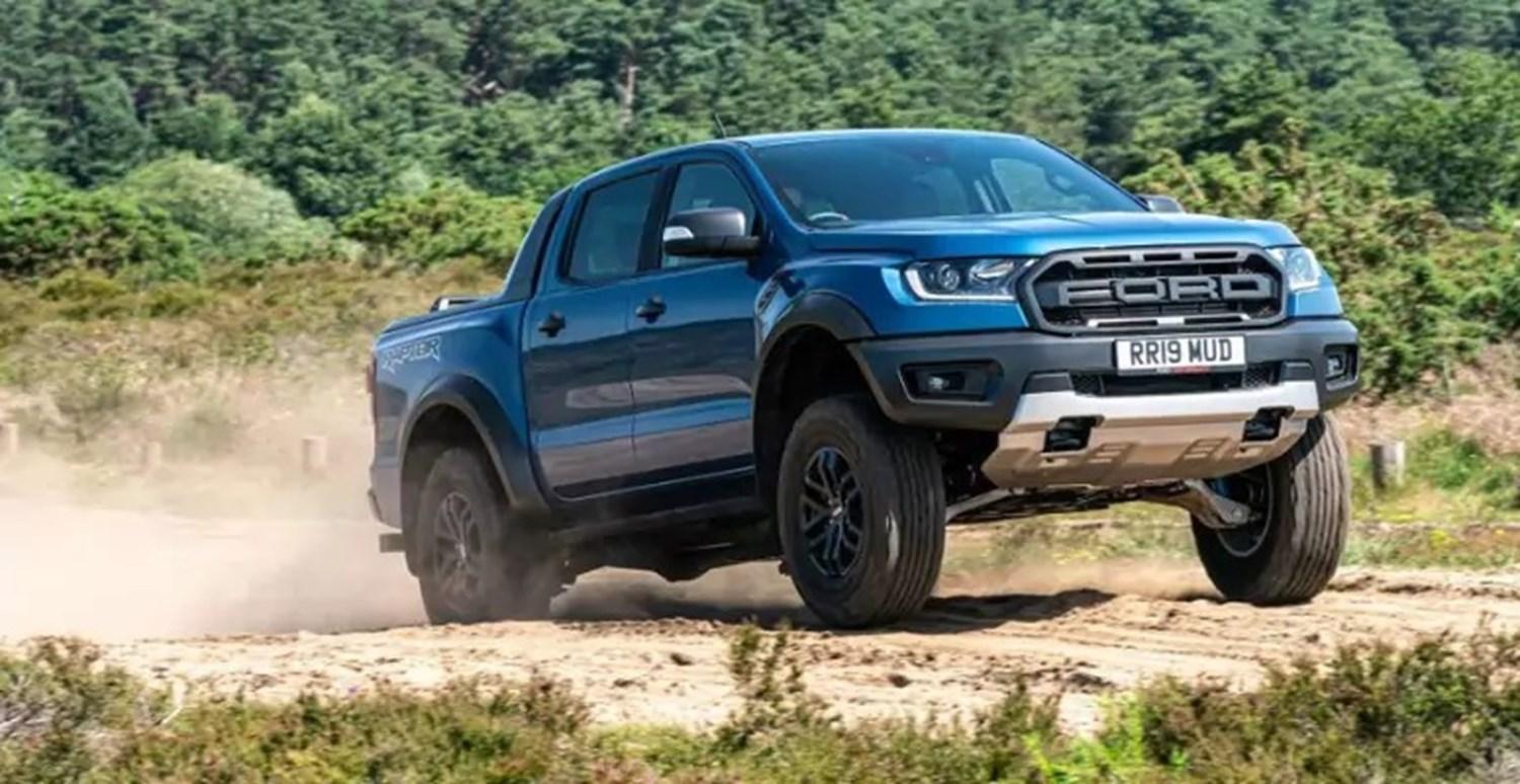 Ford Ranger Raptor driving up hill 