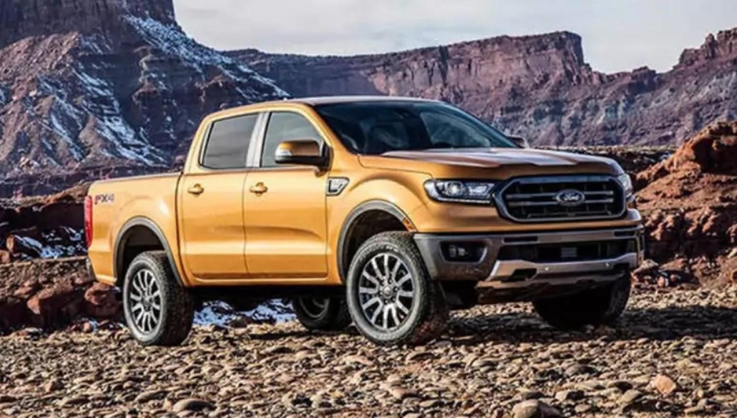 New Ford Ranger orange side view