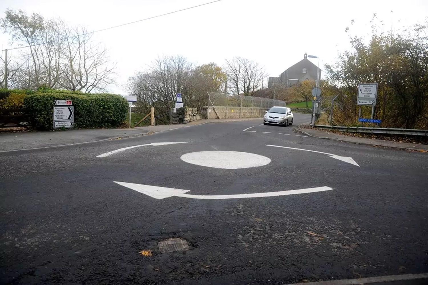 A painted roundabout at junction 