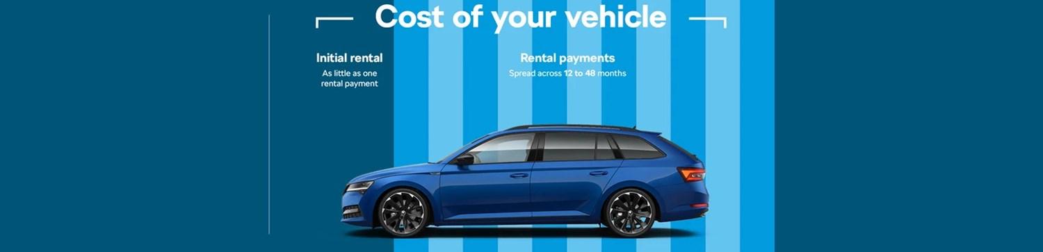 Cost of vehicle split into initial rental and rental payments